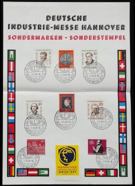 Vokietija, proginė kortelė su Vakarų Berlyno+VFR ženklais MiNr 164-165, 167, 170+289, 291, 301, 307 Used (O)