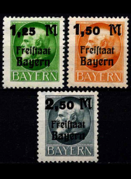 Senoji Vokietija, Bavarija, pilna serija MiNr 174-176 (A) MH*