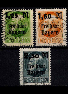 Senoji Vokietija, Bavarija, pilna serija, MiNr 174-176 (A) Used (O)