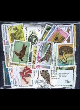 250 vnt skirtingų pašto ženklų pakuotė "Reptilijos" 2506