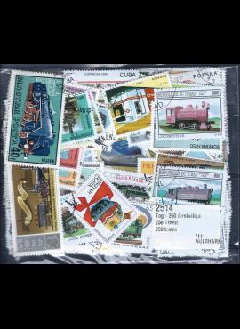 250 vnt. skirtingų pašto ženklų pakuotė "Traukiniai" 2514