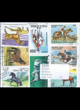 50 vnt. skirtingų pašto ženklų pakuotė "Arkliai" 2606