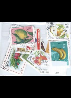 50 vnt skirtingų pašto ženklų pakuotė "Vaisiai" 2622
