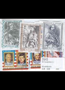 50 vnt skirtingų pašto ženklų pakuotė "Žymūs žmonės" 2643