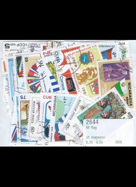 50 vnt skirtingų pašto ženklų pakuotė "Vėliavos" 2644