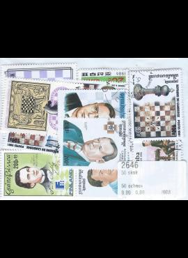 50 vnt skirtingų pašto ženklų pakuotė "Šachmatai" 2646
