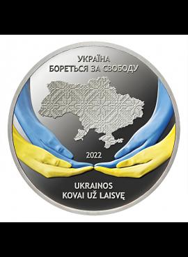 Lietuva, 10 eurų, Ukrainos kova už laisvę, SIDABRINĖ moneta 2022m PROOF