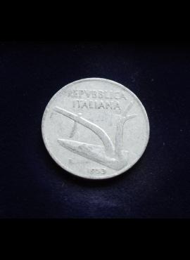 Italija, 10 lirų 1953m