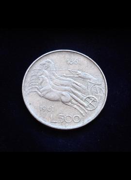 Italija, SIDABRINĖS 500 lirų, 1961m E