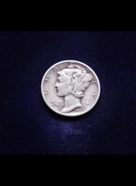 JAV, SIDABRINIAI 10 centų 1939m 
