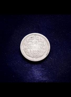 Nyderlandai, SIDABRINIAI 10 centų 1918m E
