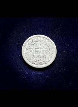 Nyderlandai, SIDABRINIAI 25 centai 1918m E