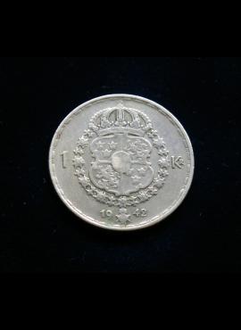 Švedija, SIDABRINĖ 1 krona 1942m-G E