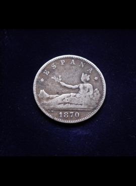 Ispanija, SIDABRINĖ 1 peseta 1870m E