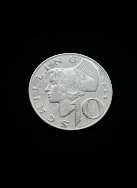 Austrija, SIDABRINIAI 10 šilingų 1958m