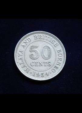 Malaja ir Britų Borneo, 50 centų 1954m E