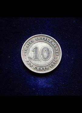 Malaizija, SIDABRINIAI 10 centų 1926m E
