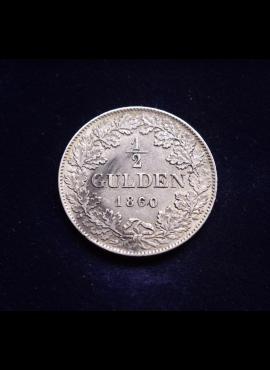 Vokietija, Nassau kunigaikštystė, 1/2 guldeno 1860m E