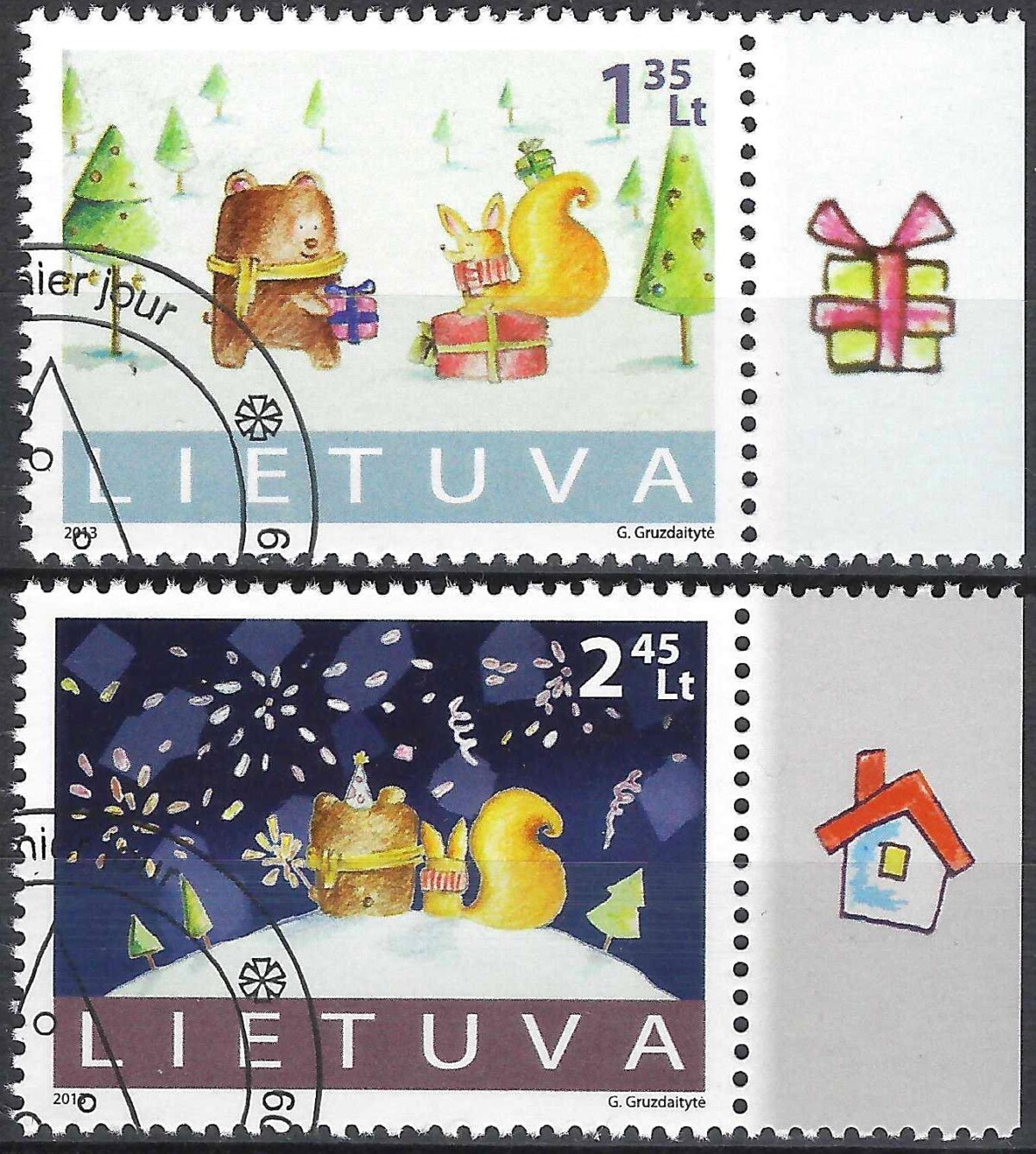 Pašto ženklai, Lietuva, Šv. Kalėdos ir Naujieji metai