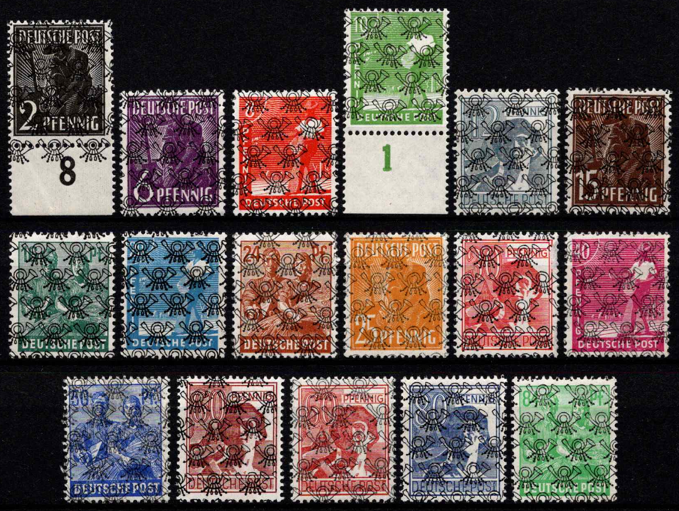 Po pinigų reformos perspausdinti 1947 m. sąjungininkų išleisti ženklai