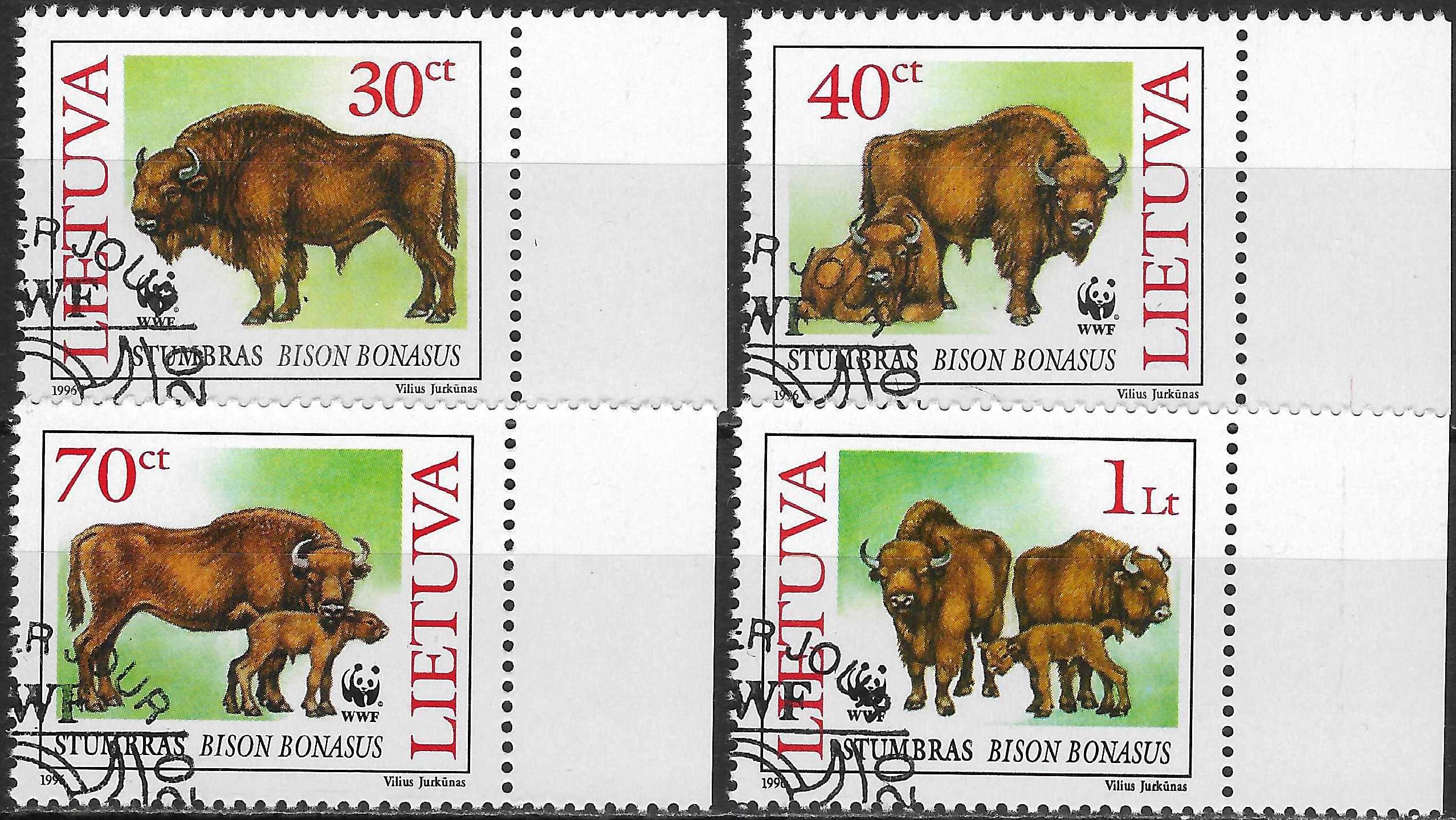 pašto ženklai, Lietuva, Pasaulio gamtos fondas WWF. Stumbrai