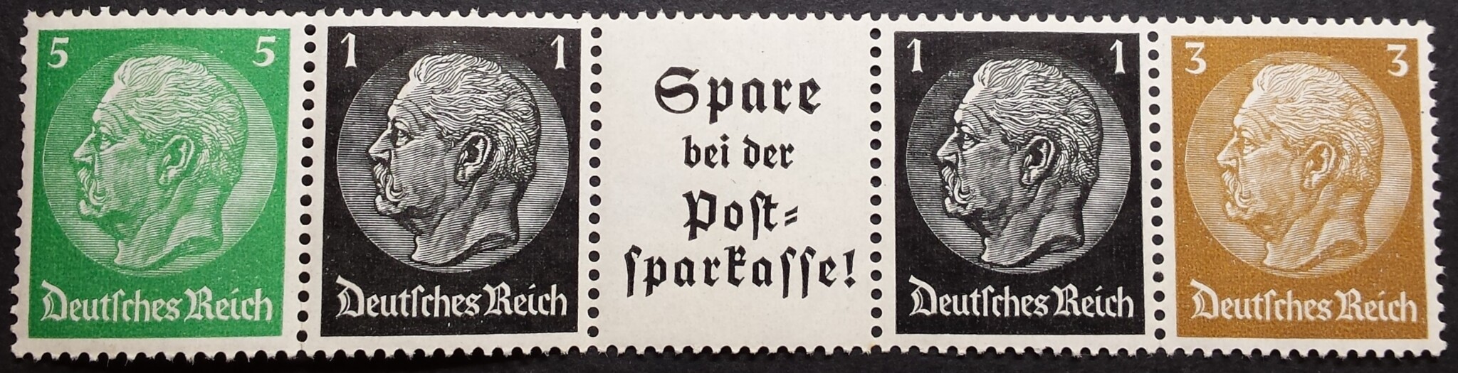 Vokietijos Reichas, juostelė iš 4 ženklų su kuponu (A13.2), MiNr EG-Str. 3, MNH**