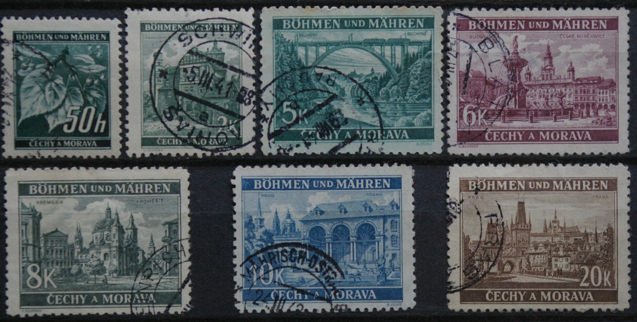 Vokietijos Reichas, Čekijos okupacija, pilna serija, MiNr 55-61 Used (O)