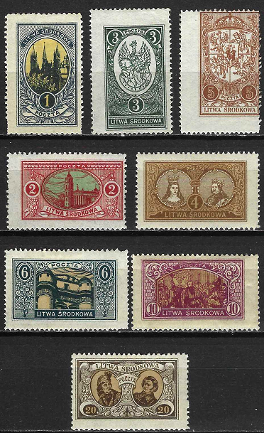 Vidurio Lietuva. Antroji standartinė pašto ženklų serija. Įvairūs vaizdai.