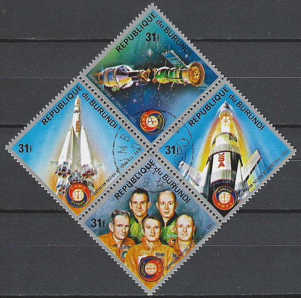 Pašto ženklų kvartblokis, Burundis. Apollo-Sojuz kosmoso programa