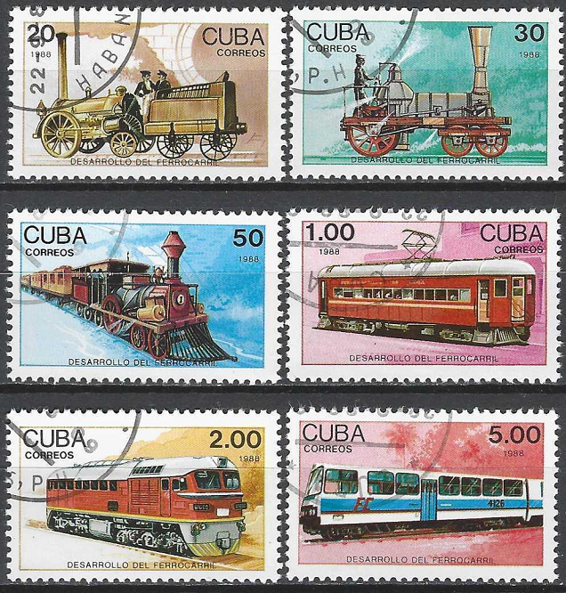 Pašto ženklai, Kuba. Geležinkelių evoliucija