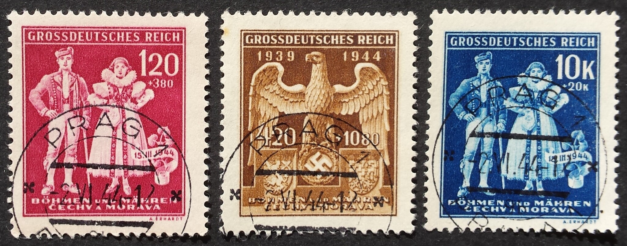 Vokietijos Reichas, Čekijos okupacija, pilna serija, MiNr 133-135 Used (O)