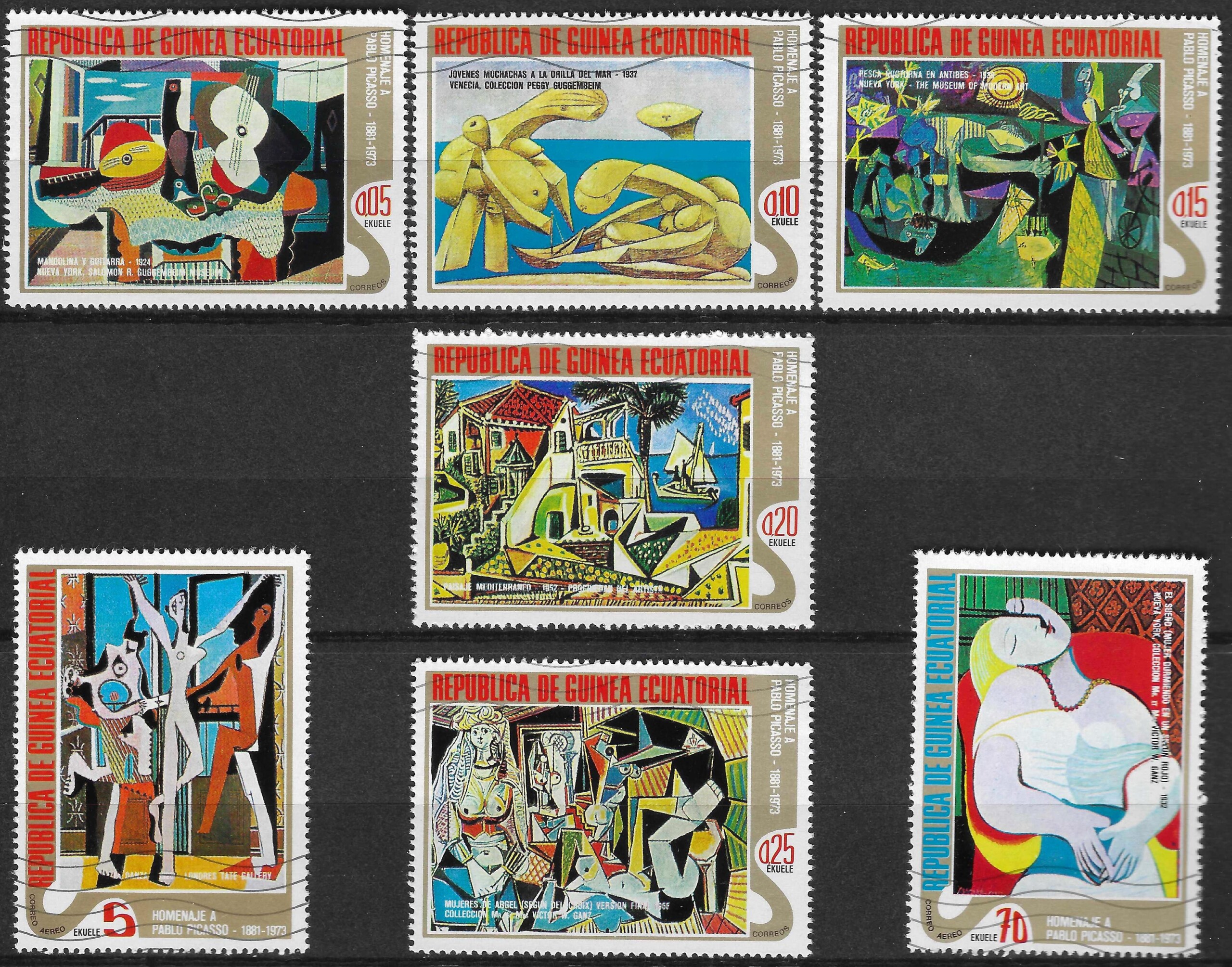 pašto ženklai, Pusiaujo Gvinėja, Menas, Pikaso paveikslai
