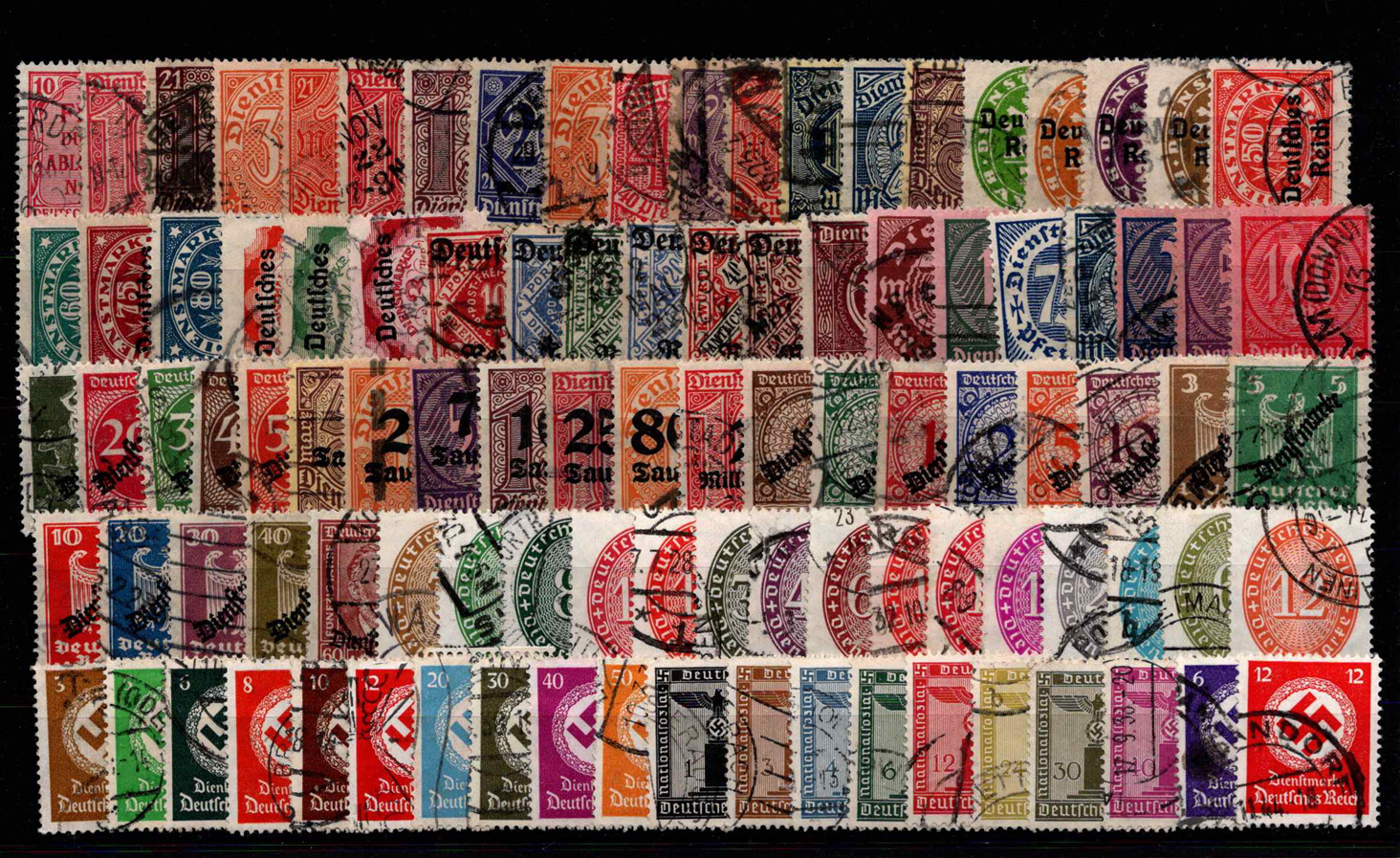 100 vnt. Vokietijos Reicho 1903-1944 m. tarnybinių pašto ženklų pakuotė HF003-D