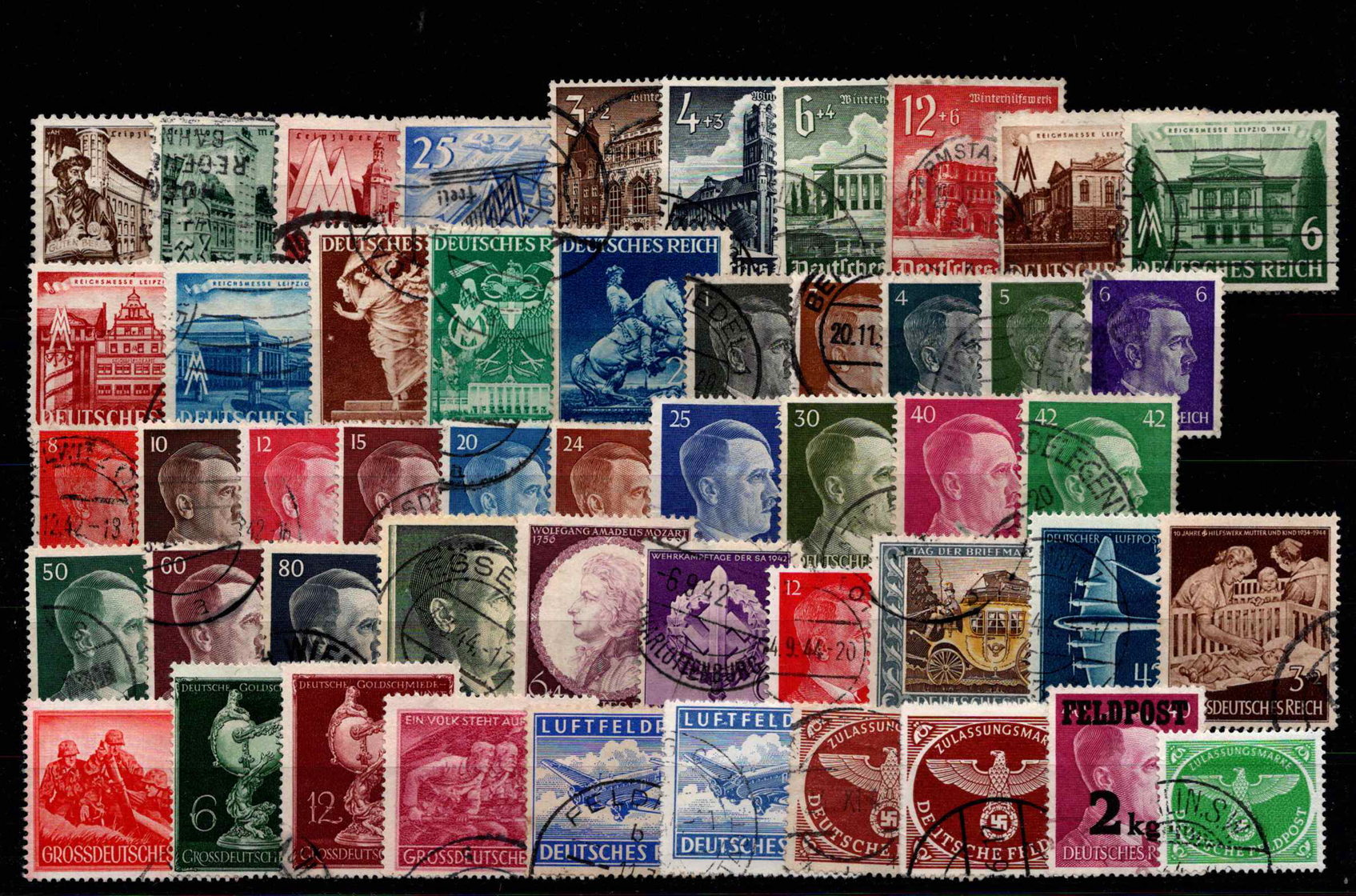 50 vnt. Vokietijos Reicho 1940-1945 m. pašto ženklų pakuotė HF004