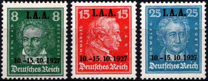 Vokietijos Reichas, pilna serija, MiNr 407-409 MH*