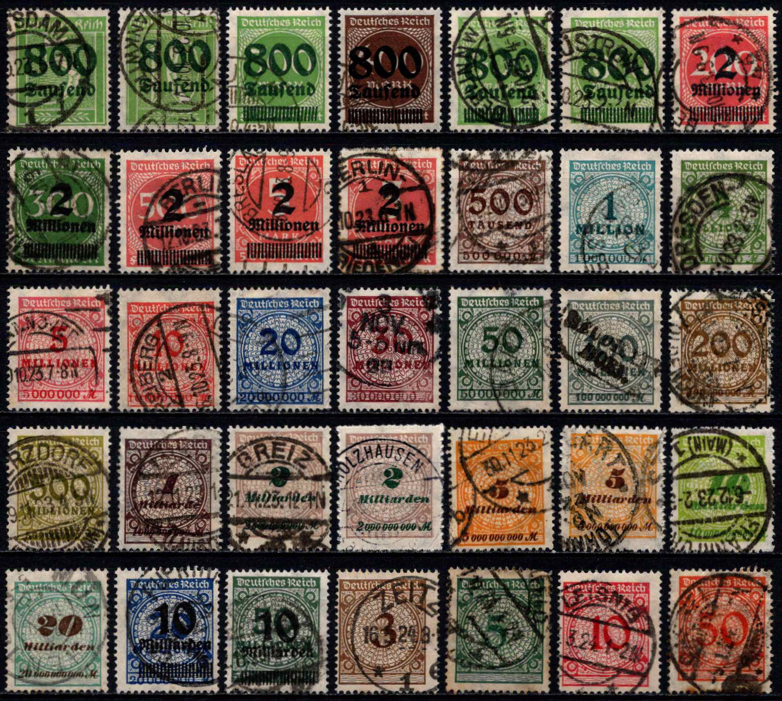 35 vnt. skirtingų infliacinių ženklų rinkinys