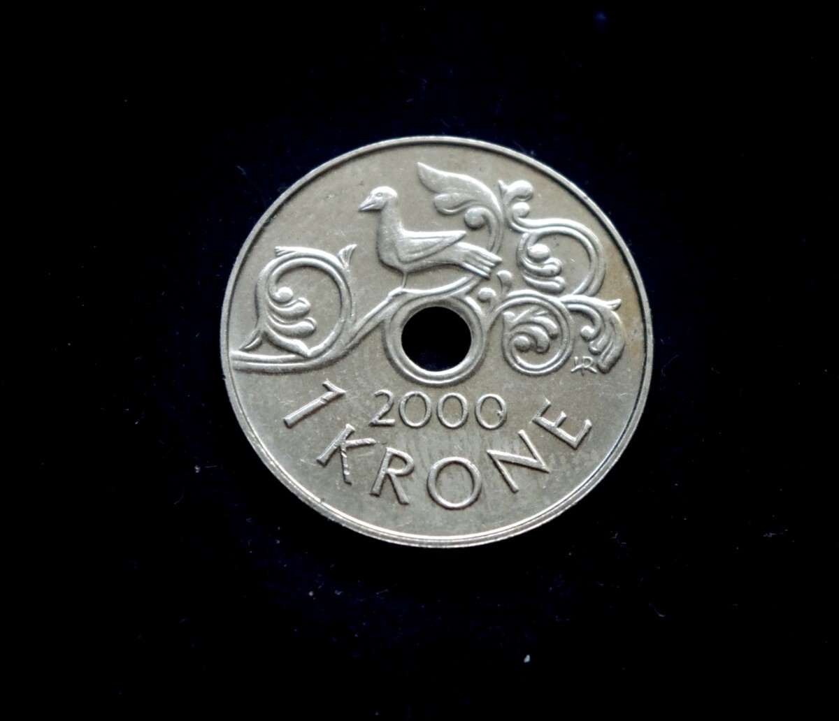 moneta, 1 krona, Norvegija, paukštis