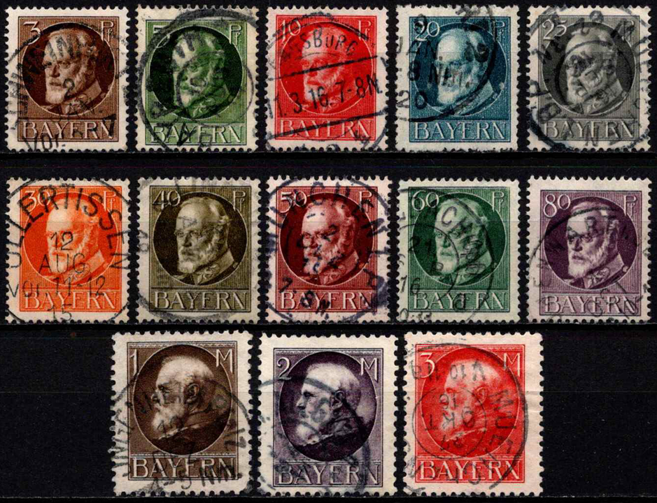 Senoji Vokietija, Bavarija, MiNr 94-106 (A) Used (O)