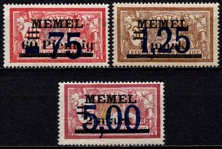 Klaipėda (Memel), pilna serija, MiNr 49-51 MH*