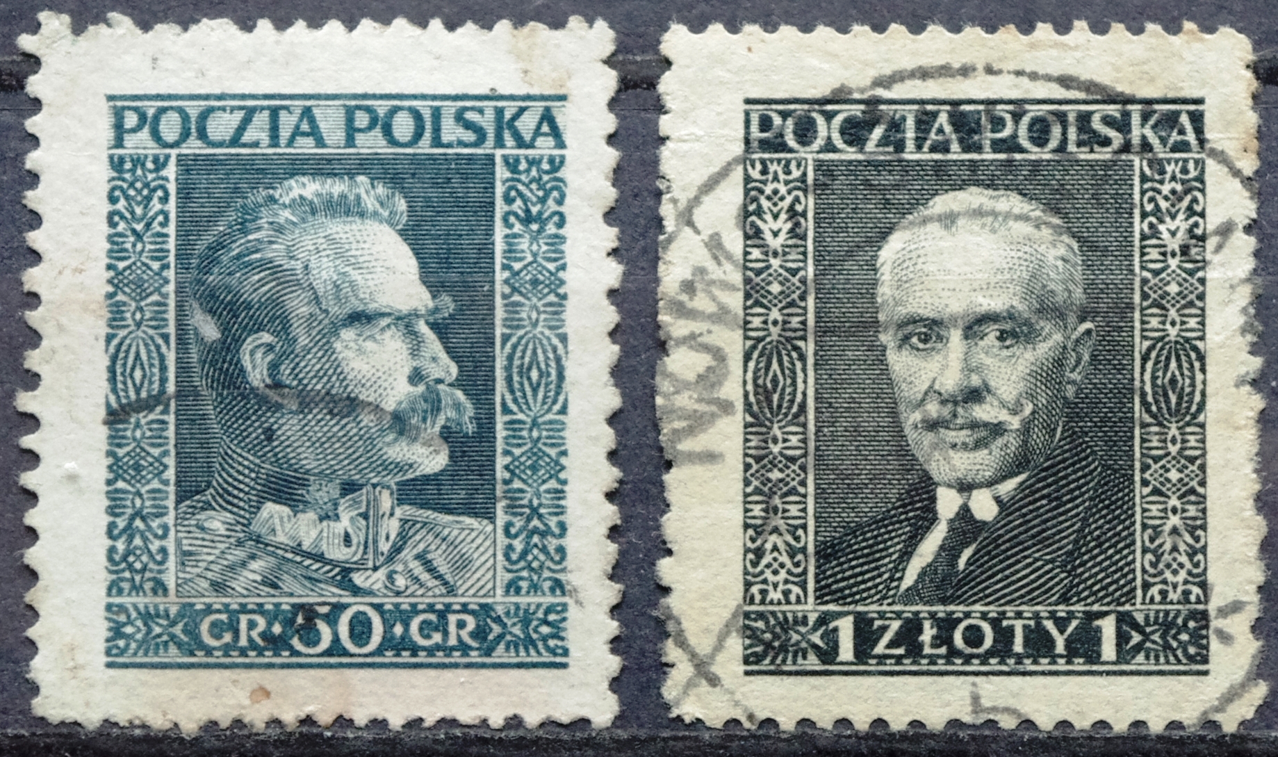 pašto ženklai, Lenkija, Maršalas Jozefas Pilsudskis ir prezidentas Ignacy Moscicki