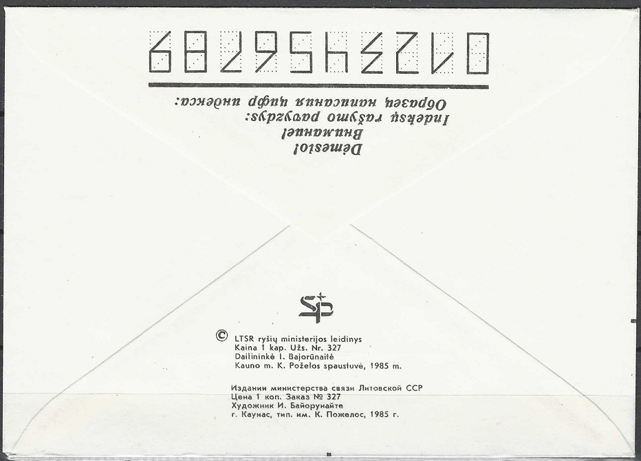 LTSR ryšių ministerijos vokas "T. Grotus"