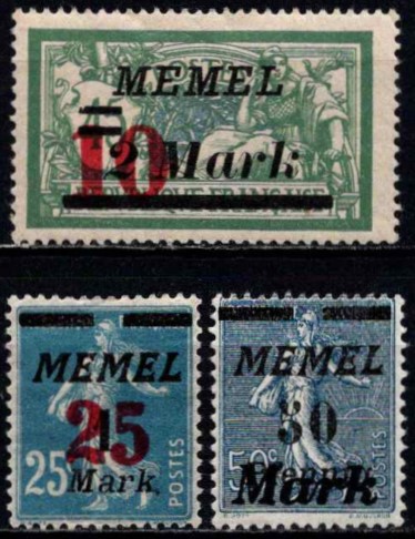 Klaipėda (Memel), pilna serija, MiNr 121-123 MH*