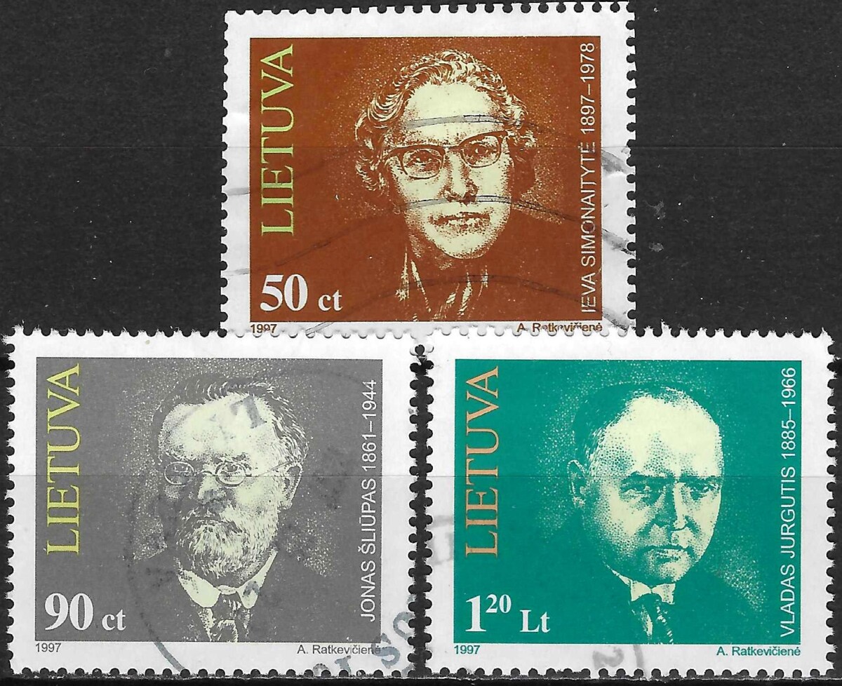 Pašto ženklai, Lietuva, Pašto ženklų serija - Žymūs Lietuvos žmonės: Ieva Simonaitytė, Jonas Šliūpas, Vladas Jurgutis