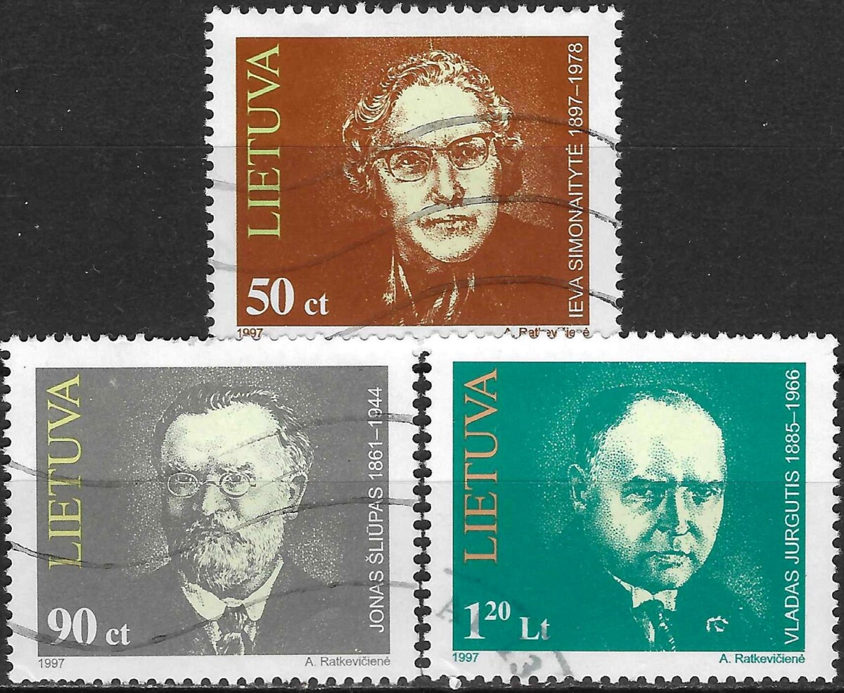 Pašto ženklai, Lietuva, Pašto ženklų serija - Žymūs Lietuvos žmonės: Ieva Simonaitytė, Jonas Šliūpas, Vladas Jurgutis