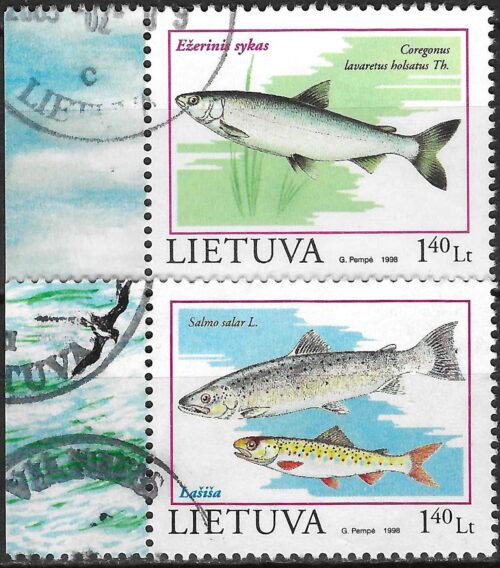 Pašto ženklai, Lietuva, Lietuvos raudonoji knyga. Žuvys: ežerinis sykas ir lašiša