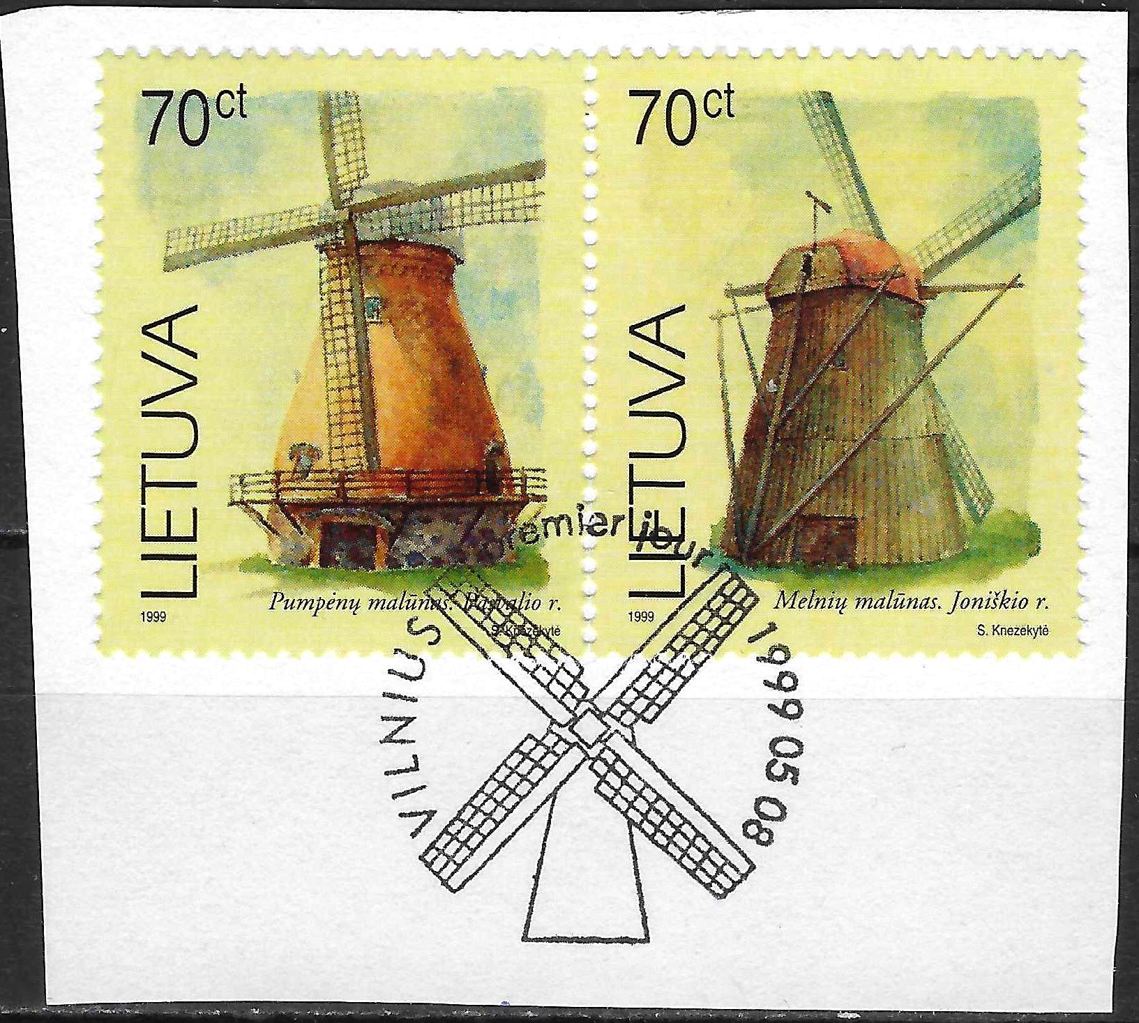 Pašto ženklai, Lietuva, Technikos paminklai. Melnių ir Pumpėnų vėjo malūnai