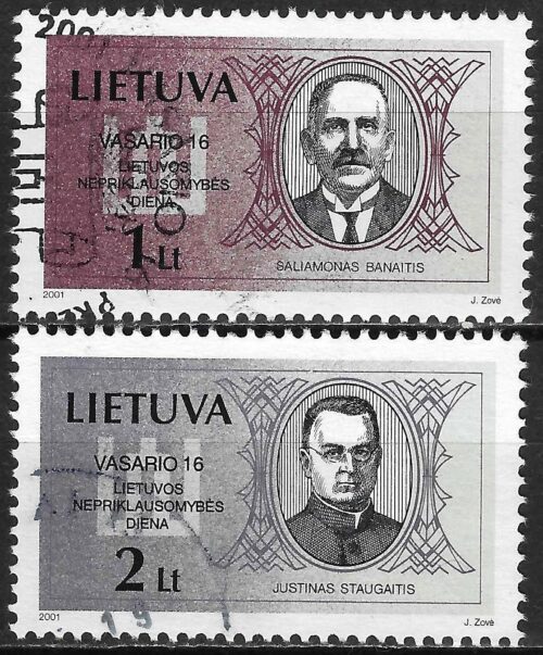 Pašto ženklai, Lietuva, Vasario 16-oji: Saliamonas Banaitis ir Justinas Staugaitis