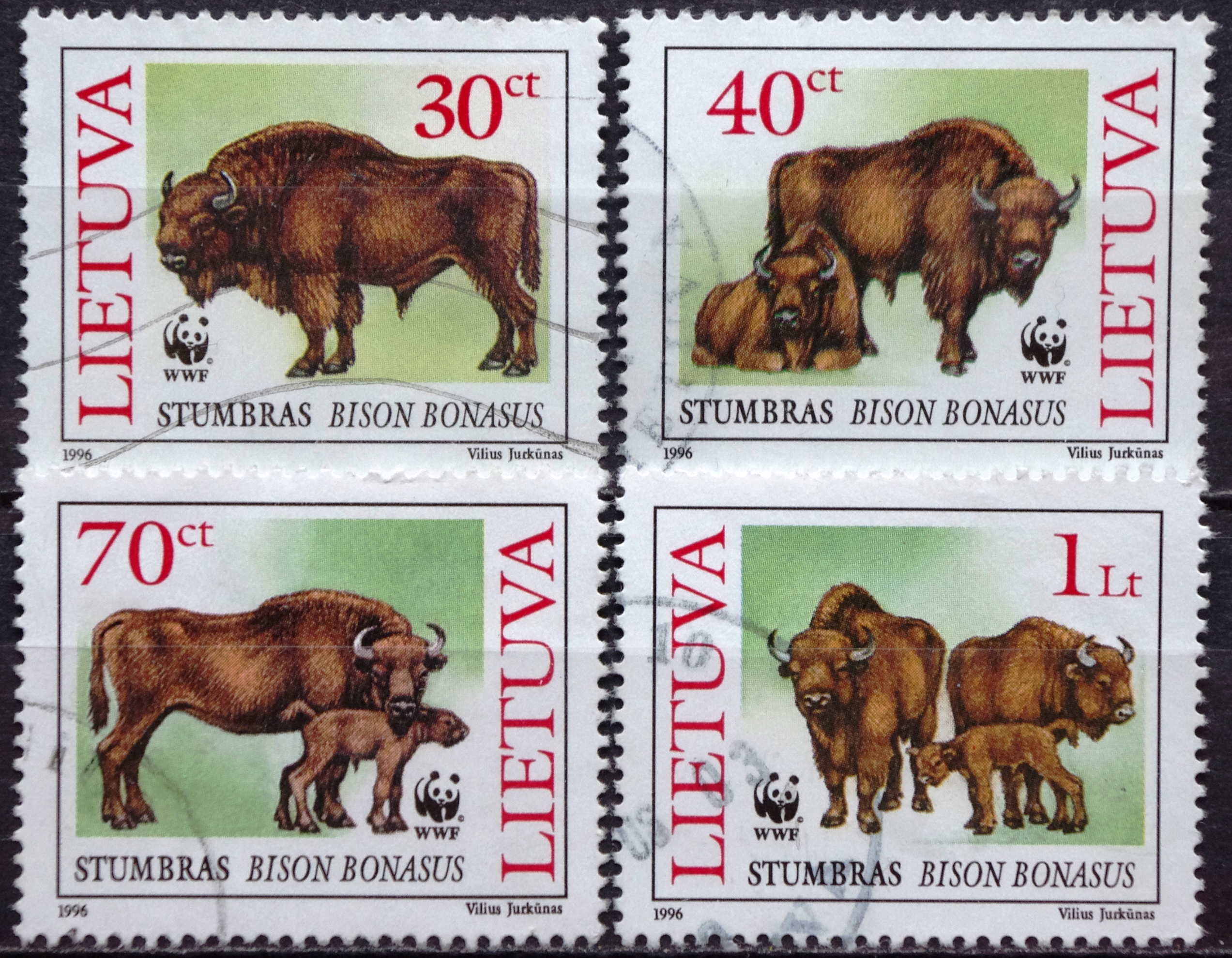 Pašto ženklai, Lietuva, iš WWF - stumbrai