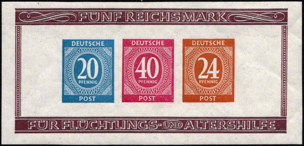 Pokario Vokietija, Sąjungininkų zona, blokas 12B, MiNr 924-925, 929 (B) MH*