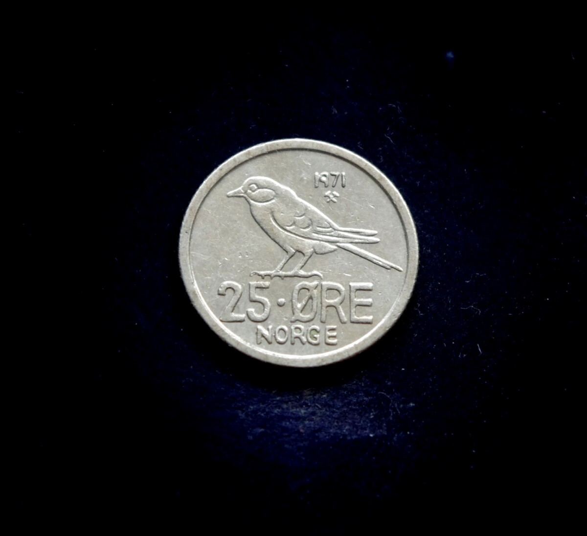 moneta, 25 erės, Norvegija, paukštis zylė